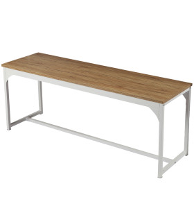 Banc en bois et métal blanc 120x35x46cm
