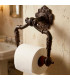 Dérouleur Papier WC en Métal Noir et Bois