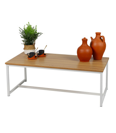 Coffee table black metal and wood - 110x60x44cm