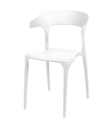 Chaise en plastique blanc dossier arrondi 43x48x77cm