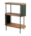 Étagère design 3 niveaux bois et métal vert 80x34x95cm