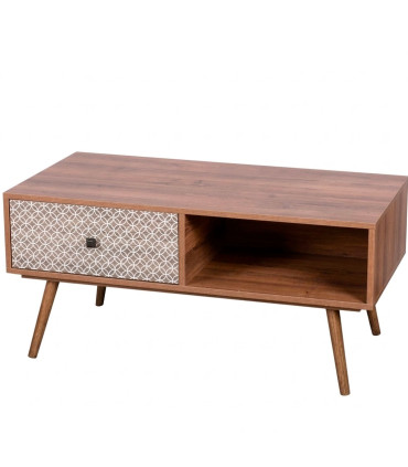 Table basse en bois 1 tiroir 100x50x46.5cm