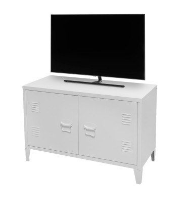 Meuble de télévision style industriel métal blanc 100x40x53cm