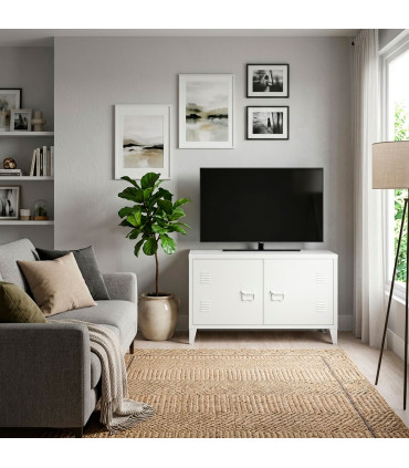 Meuble de télévision style industriel métal blanc 100x40x53cm