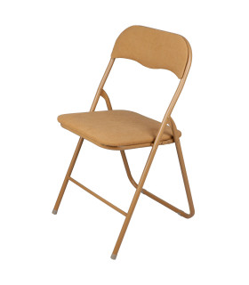 Chaise d'appoint pliante tissu gaufré beige 45x44x80cm