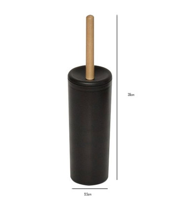 Balai Brosse WC en Plastique Noir et Manche Bois